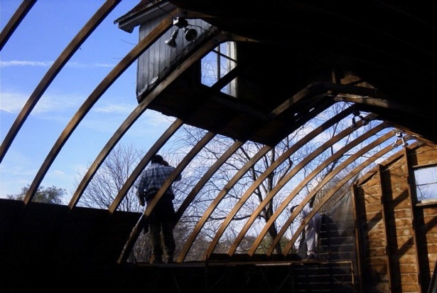 11) 2003,  Corn Crib interior, with Cupola at top of frame
