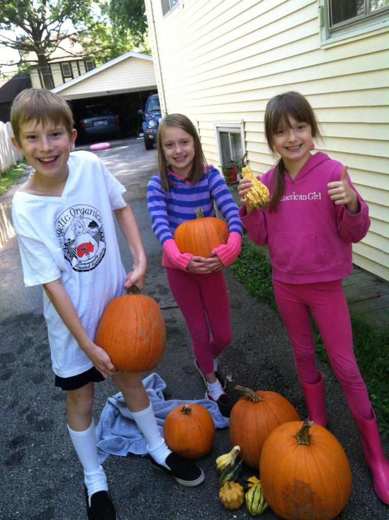 Fall, 2016 at home after the Farm Field Day: Rudolf Steiner scholar Joseph Haas with twin sisters Katherine and Kaitlyn